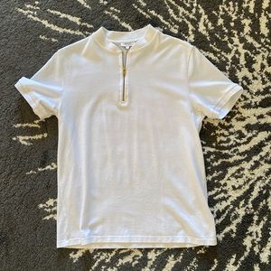 White Mandarin Collar Polo Small